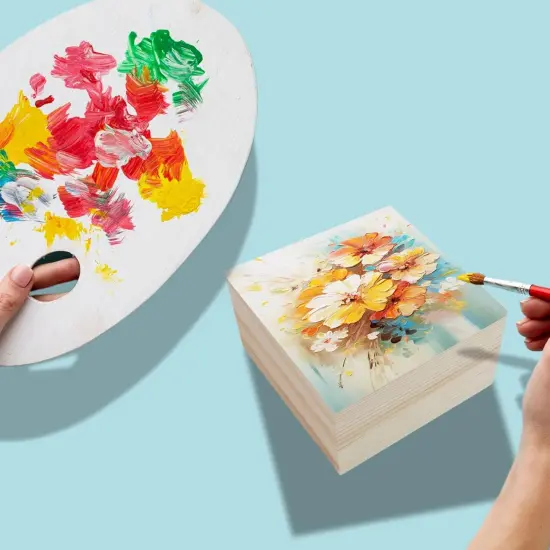 2Pcs Wooden Unfinished Storage Box with Top Lid 4.72" x 4.72" Square Wooden Pine Box DIY Craft Stash Boxes Gift Box for Arts Hobbies and Home Storage {3}