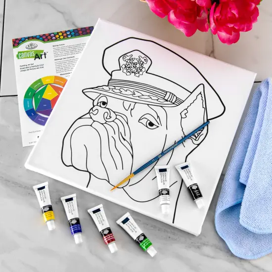 RTN-270 | Canvas Art&trade; 9pc Acrylic Painting "Captain Dog" Art Set {2}