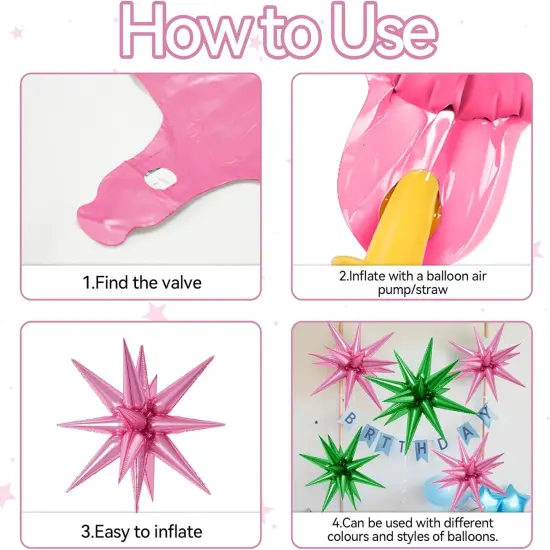 22Inch Large Green Pink Star Balloon(Green Pink) {6}