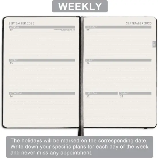 2025-2026 Planner - Academic Planner 2025-2026, 12-Months 25-26 Planners Weekly and Monthly, Jul. 2025 - Jun. 2026, 5.75" x 8.25", Saffiano Leather with Thick Paper, Back Pocket with 40 Notes Pages {3}