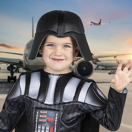 Toddler Darth Vader Costume with Padded Jumpsuit and Cape {3}