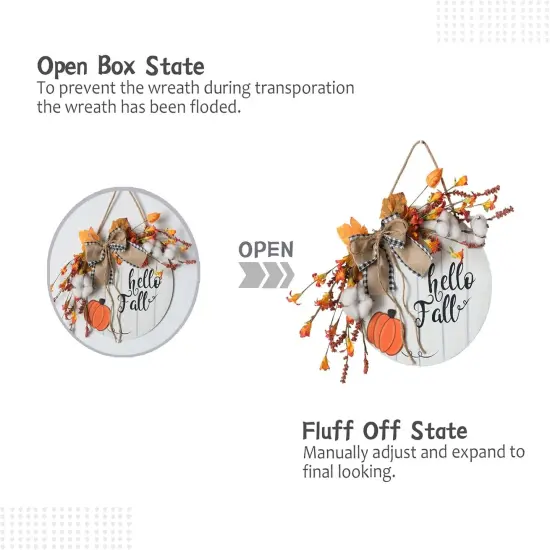 Wreath Thanksgiving Day Wooden Hanging Sign(White) {3}