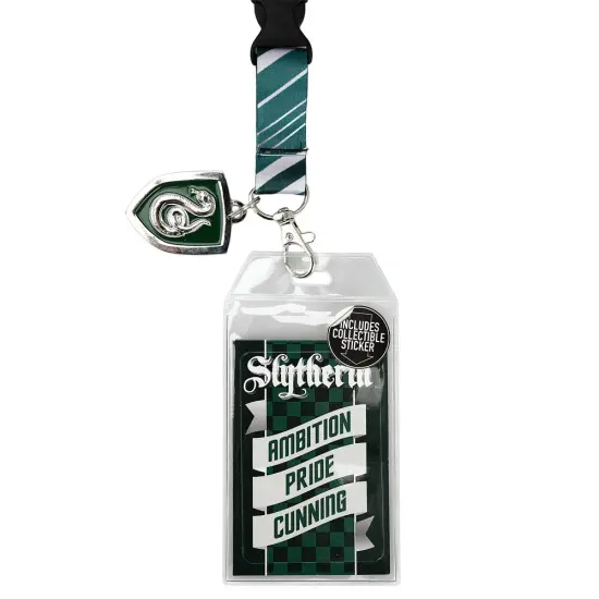 Harry Potter Slytherin Tie Inspired Sublimation Print Metal Charm & Id Holder Lanyard {3}