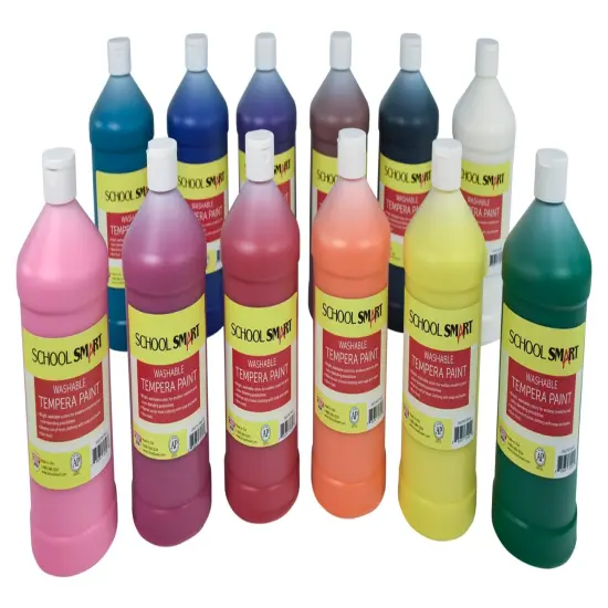 School Smart Washable Tempera Paints, Assorted Colors, Quart Set of 12 {1}