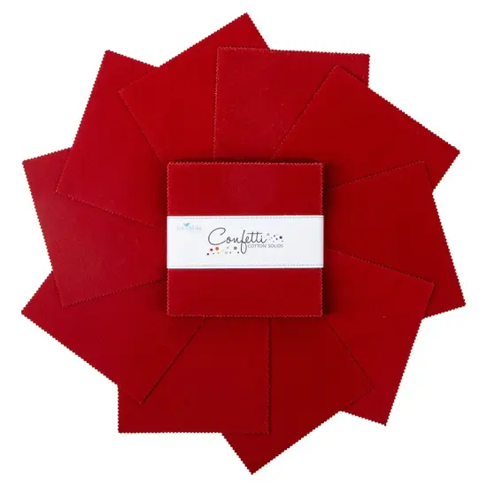 Confetti Cotton 5" Square Pack (Charm Pack / 5" Stacker) in Dahlia Red byfor Riley Blake (5-120-DAHLIARED-42) {3}