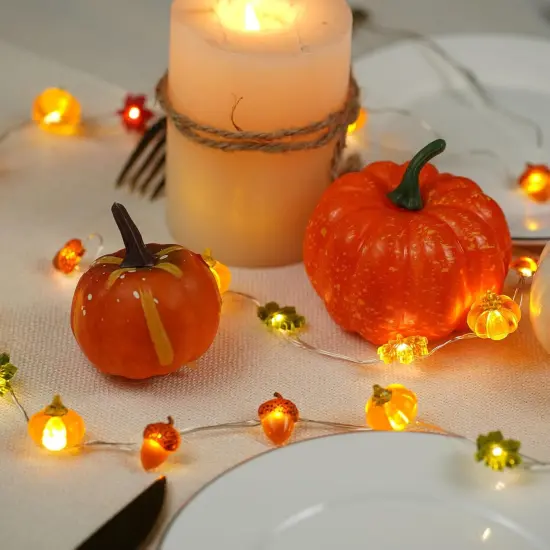 Fall Lights 3D Pumpkin Maple Leaf Acorn {3}