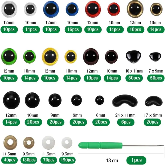 780pcs Safety Eyes and Noses - 6mm to 12mm {4}