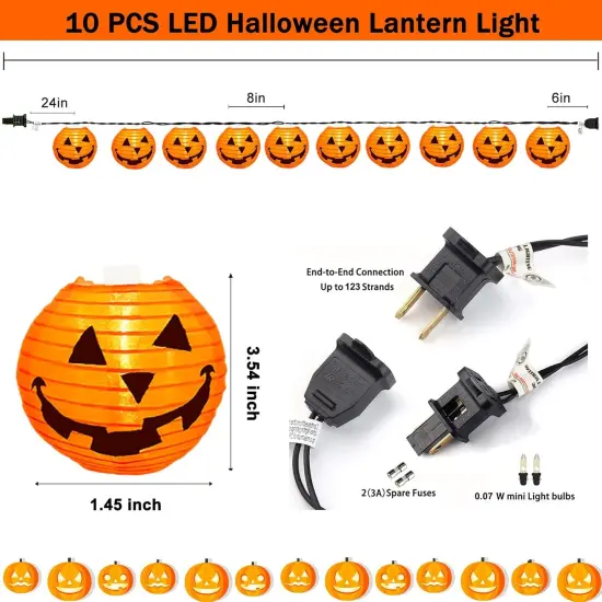 8.5FT Halloween Pumpkin Lantern String Lights - 10 LED {4}