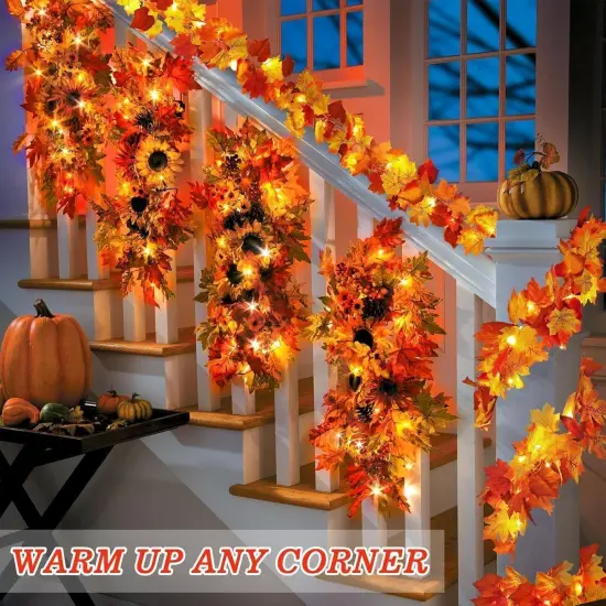 4 Pack Fall Decor Garland - Fall Thanksgiving Decorations for Home - 23.6Ft Maple Leaves {2}