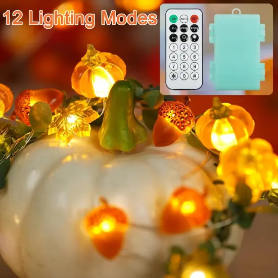 Pumpkin Maple Leaf String Lights - 10ft 30 LEDs (Red Green and Yellow) {5}
