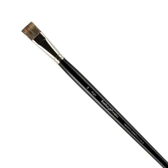 Creative Mark Hamburg Premiere Professional Oil Painting Brushes - Bright #18 Oil Paint Brush - Handmade in Germany, Natural & Synthetic Hair Blend, Long Triple-Lacquered Birch Handle {1}