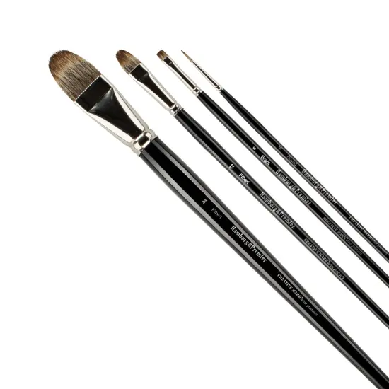 Creative Mark Hamburg Premiere Professional Oil Painting Brushes - Large Asst Set of 5 Handmade Oil Paint Brushes w/ #24 Filbert - Natural & Synthetic Blend, Long Triple-Lacquered Birch Handle {4}