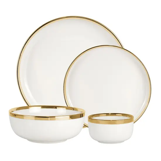 Porcelain Dinnerware Set White and Gold {1}