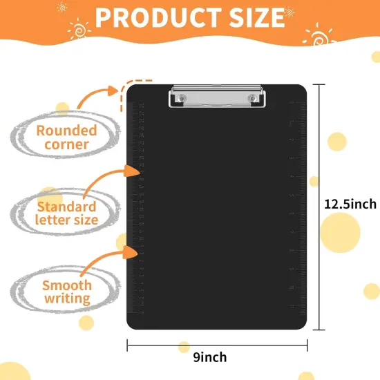 Black Clipboards, 26 Pack Plastic Black Clipboards with Low Profile Clip 12.5 x 9 Standard Letter Size Clipboard for classrooms Office {2}