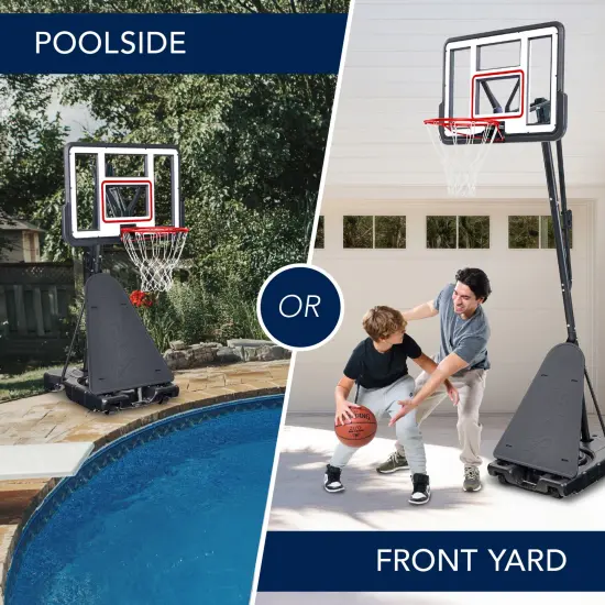 Best Choice Products Adjustable 4.4-10ft Basketball Hoop, Portable Goal w/Shatterproof Backboard, Ball Return White {3}