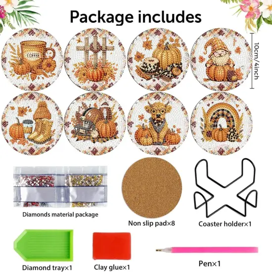 8 Pcs Diamond Art Painting Coasters Kits for Adults {3}