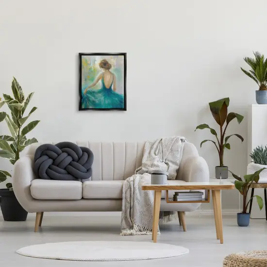 Stupell Industries Woman Green Dress Painting Floating Frame Design By K. Nari {2}