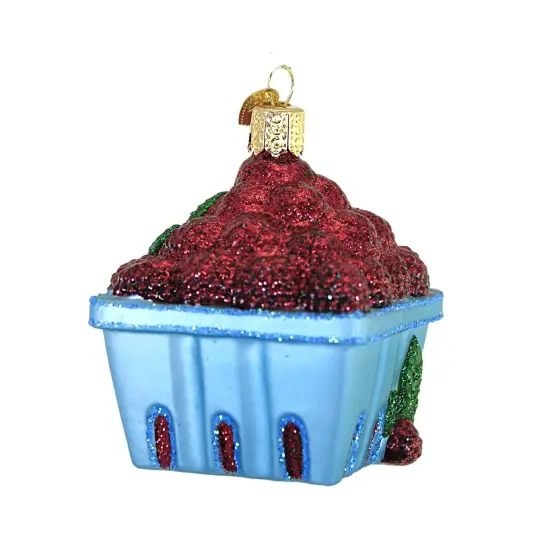 Old World Christmas 3.0 Inch Carton Of Raspberries Tree Ornament , Ornament Fruit Red {2}