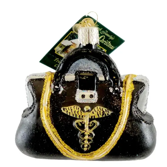 Old World Christmas 2.75 In Doctors Bag Christmas Tree Ornament , Ornament Dr Medical Black {1}