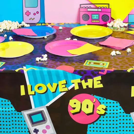 Purple Plastic Tablecloth for 90&rsquo;s Birthday Party (54 x 108 in, 3 Pack) Multicolor {3}
