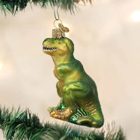 Old World Christmas 4.0 Inch T-Rex Tree Ornament , Tyrannosaurus Green {3}