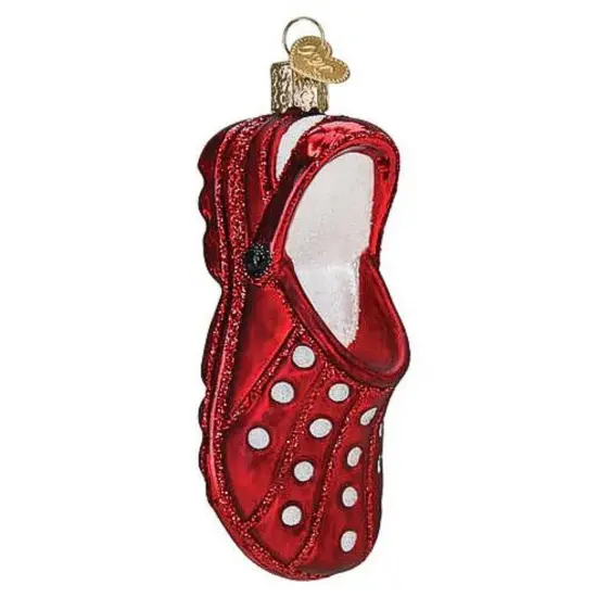 Old World Christmas 4.25 In Rubber Clog Christmas Tree Ornament , Symbol Fashion Red {1}