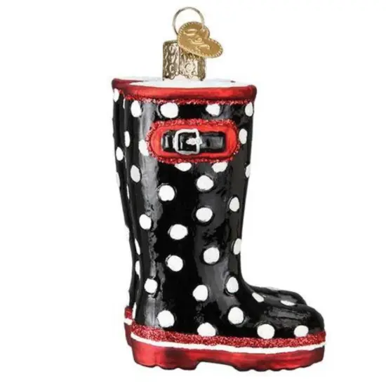 Old World Christmas 3.25 In Rubber Boots Christmas Tree Ornament , Rain Wear Dry Feet Black {2}