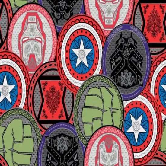Licensed Marvel Prints Marvel Avengers Marvel Coins Cotton Fabric by the Yard {1}