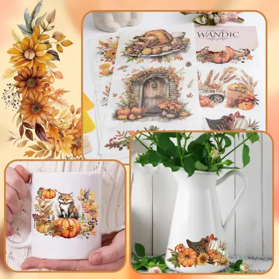 6 Sheets Autumn Theme Rub On Transfer Sticker {4}
