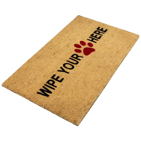 Northlight Animal Print "Wipe Your Paw Here" Doormat 30 x 18 Beige {6}