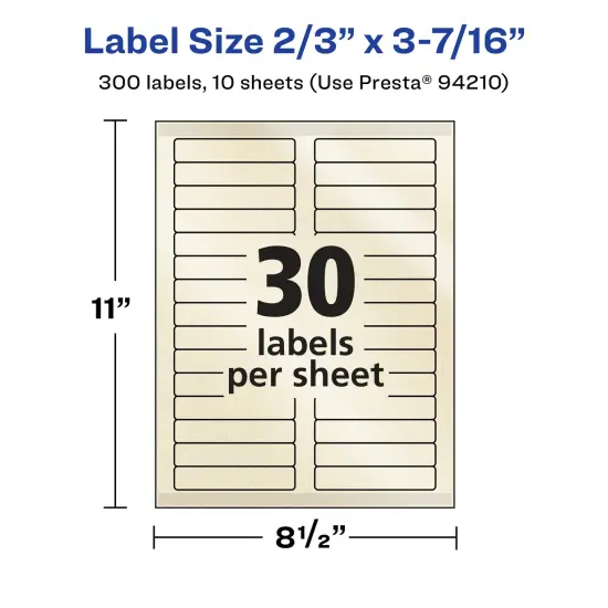 Avery Pearlized Ivory Rectangle Labels with Sure Feed Technology, 2/3" x 3-7/16" {5}