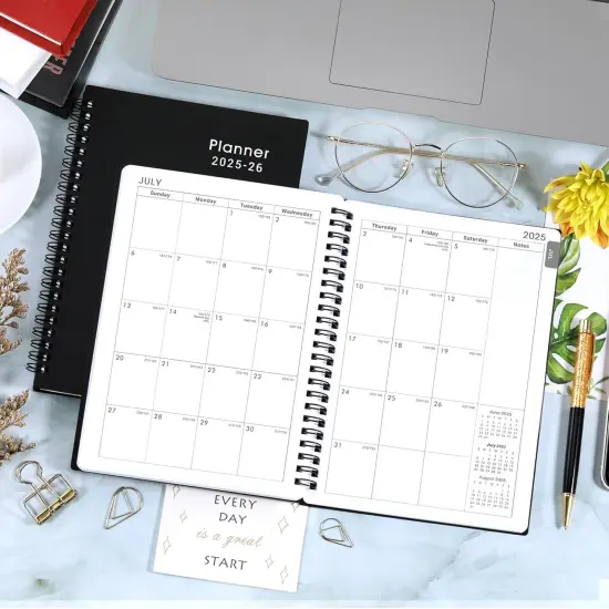 2025-2026 Planner - Weekly & Monthly Academic Planner 2025-2026, From July 2025 - June 2026, 6.25 in &times; 8.3 in, Flexible Cover, Twin-Wire Binding - Classic Black, Improving Your Time Management Skill {5}