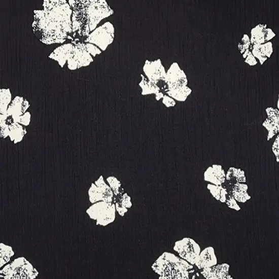 1 Yard Black Off White Rayon Crinkle Apparel Fabric 50/52 inches Width {2}