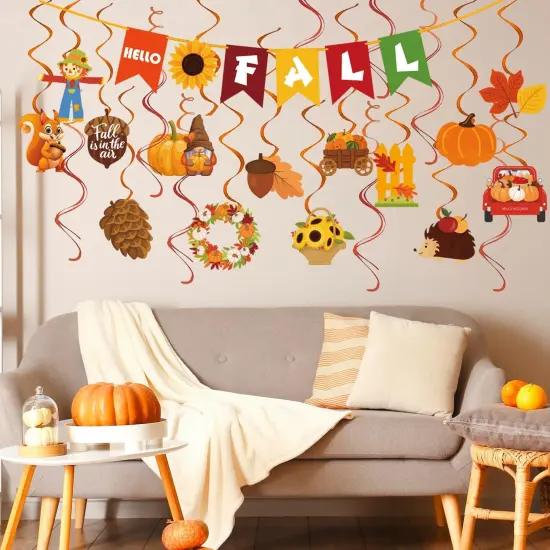 43 Pcs Fall Hanging Swirls Autumn Foil Swirls Spirals-Fall Party Decorations {5}