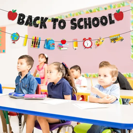 Back to School Banner Black Glitter {4}