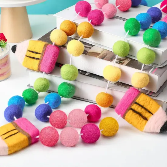 2 Pcs 13.2 ft Felt Pencil Banner for School Classroom(Rainbow) {3}