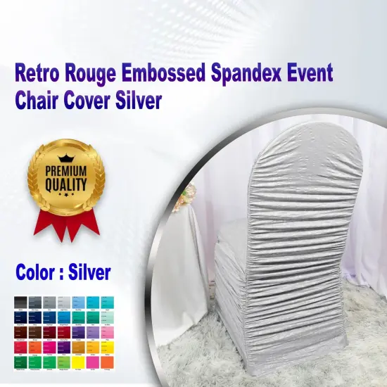 Retro Rouge Embossed Spandex Event Chair Cover Silver {1}