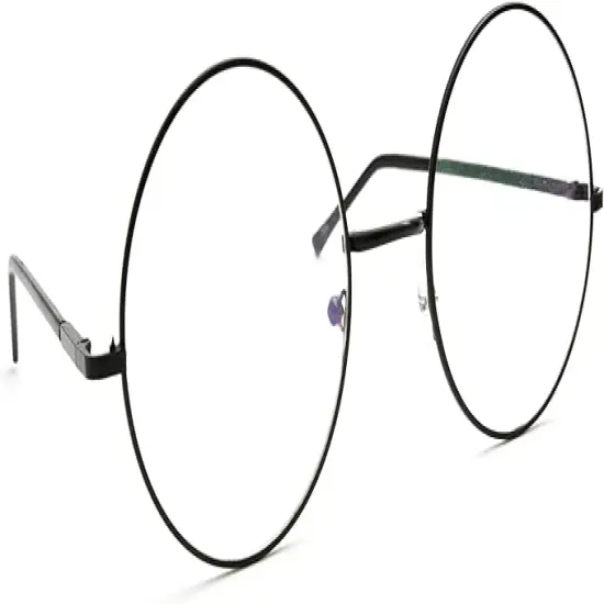 4E's Novelty Round Clear Lens Glasses &ndash; Kids Non-Prescription Black Metal Wire Frame Eyewear, Halloween Costume Accessory for Wizard, Old Man, Nerd, Schoolgirl, Cosplay Dress-Up {1}