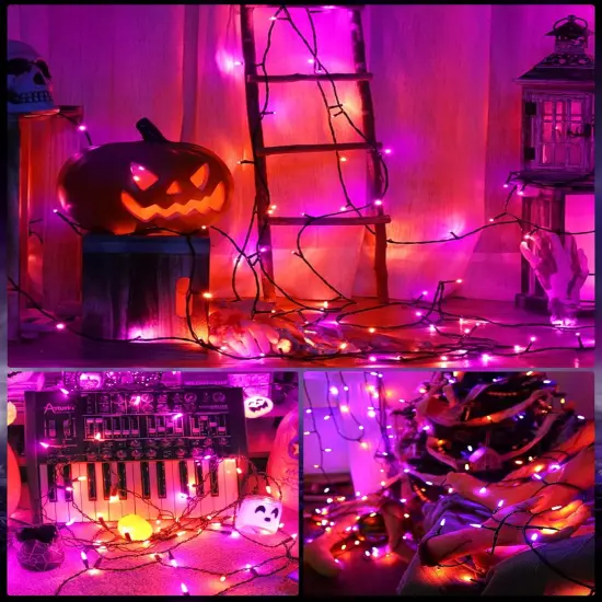 39Feet 100 LED Orange Purple Outdoor Halloween Lights {5}