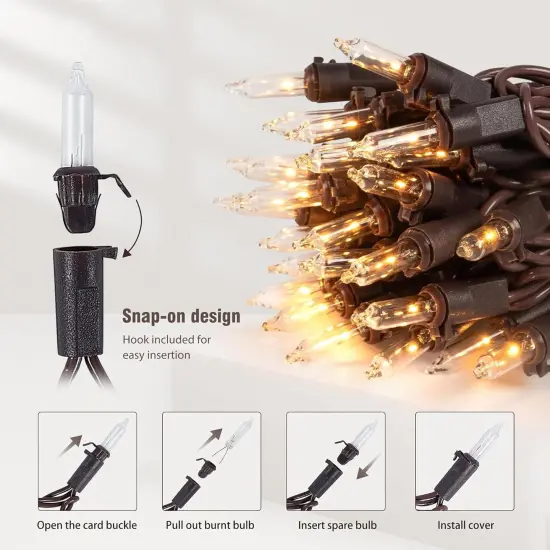 21ft 100 Count String Lights on Brown Wire Cord for Xmas {3}