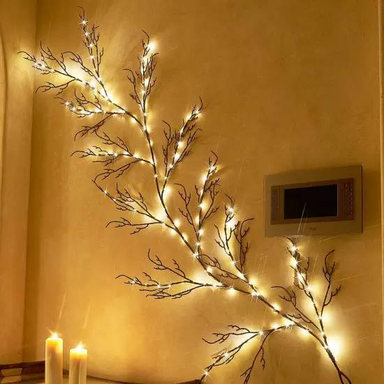 Brown 6FT 120 LED Fairy Lights Plug in Willow Vine Garland {6}