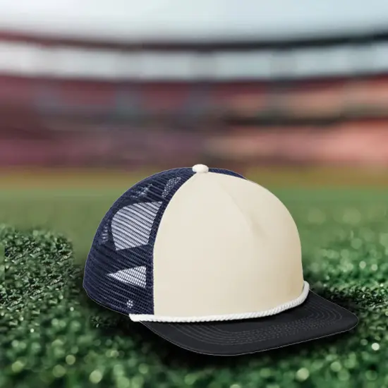 Limited Edition Spacecraft Trucker Cap Lightly Structured Mid Profile Nylon Front Mesh Back Midnight Navy/ White {7}