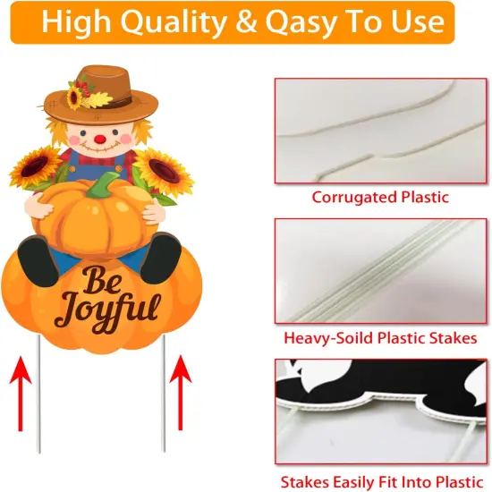 Fall Scarecrows Pumpkins Yard Stakes Signs Decoration {3}