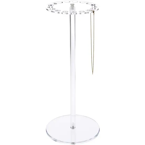 Plymor Clear Acrylic Rotating Necklace Display Stand Holder, 18.5" H x 8" W x 8" D (Holds 17 Necklaces with Clasps) {3}