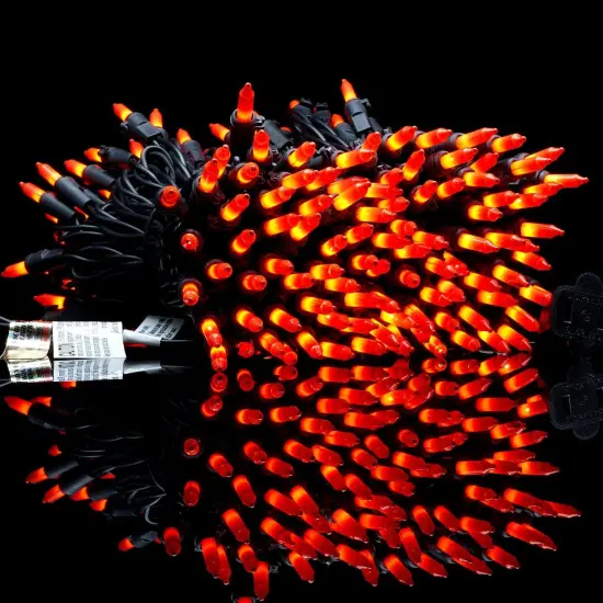 200 Orange String Lights with Black Wire for Halloween {5}