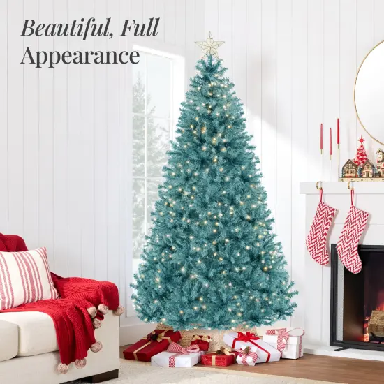 Best Choice Products Pre-Lit Peacock Blue Christmas Tree, Artificial Full Holiday Decoration w/ Incandescent Lights {3}