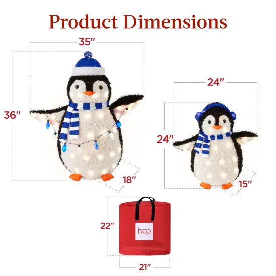 Best Choice Products 2-Piece Lighted 3ft Pop-Up Penguin Family Outdoor Christmas Decoration w/ 150 LED Lights Blue {2}