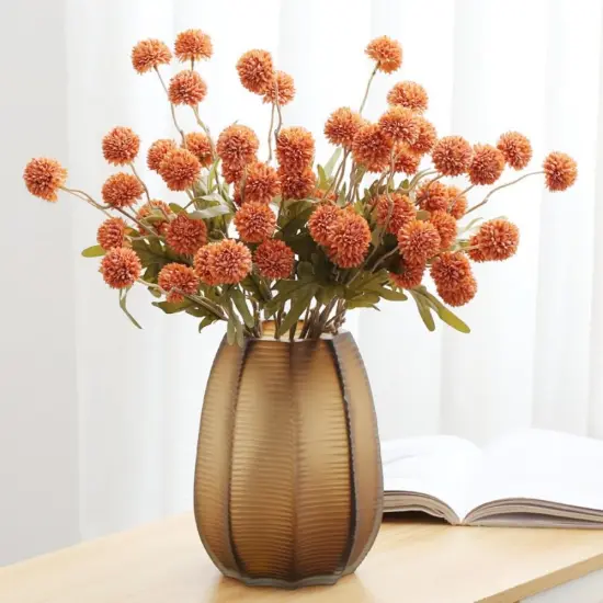 6pcs Pompon Mum Artificial Flower (Burnt Orange) {1}