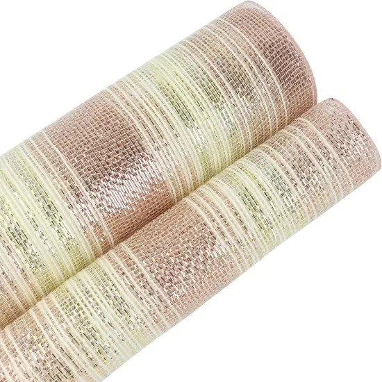 Mesh Ribbon for Wreath Gold Silver and Rose Gold Ombr&eacute; Deco Mesh 10 Inch Christmas Metallic Mesh Crafts Supplies {3}
