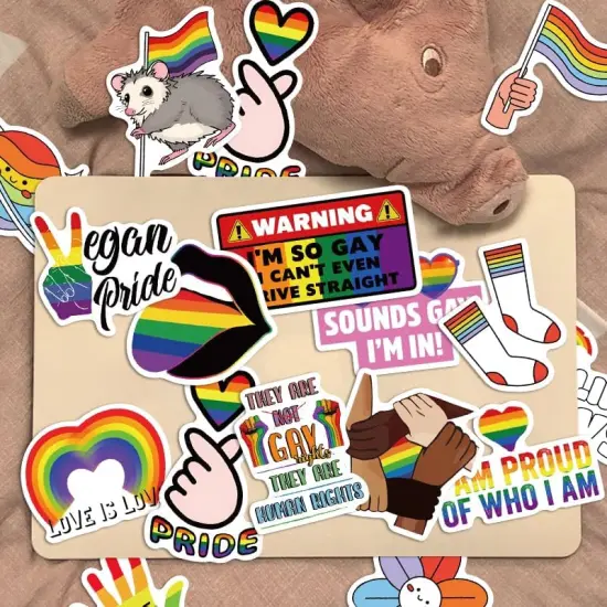 52PCS Pride Stickers Rainbow Stickers LGBTQ Vinyl Sticker Gay Graffiti Sticker for Laptop Pride Decorations Rainbow Accessories {5}